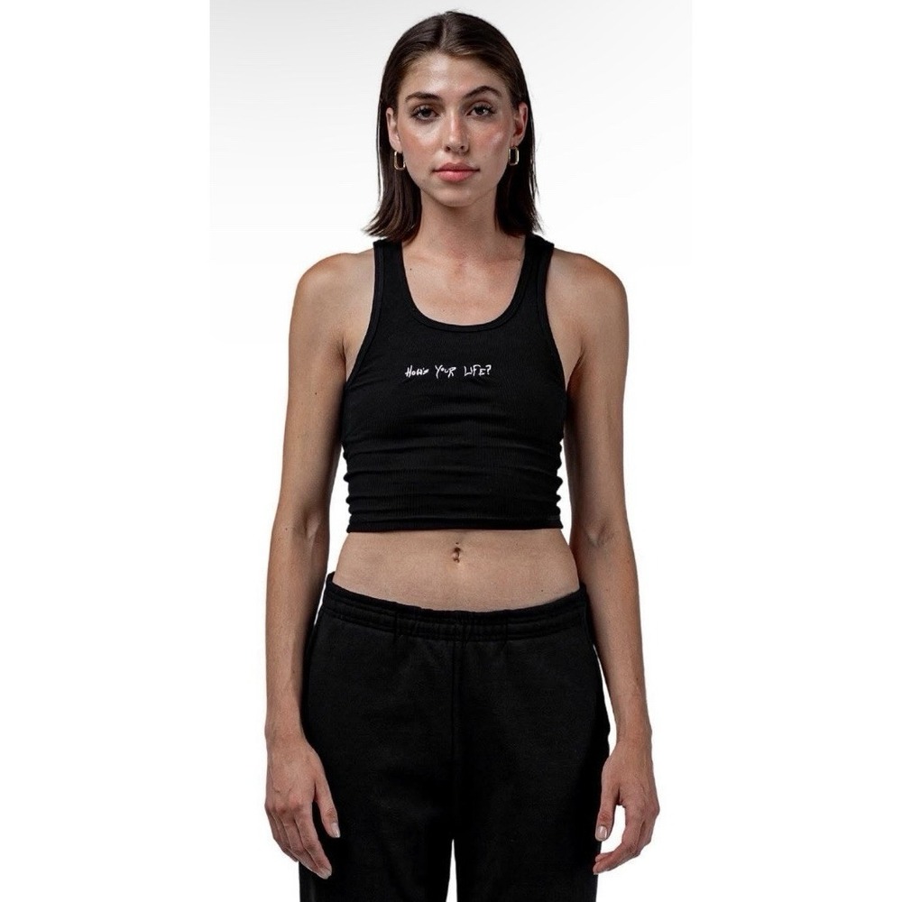 Dombresky How's Your Life Black Cropped Tank Small 2022 Drop Sold Out Rare NWOT